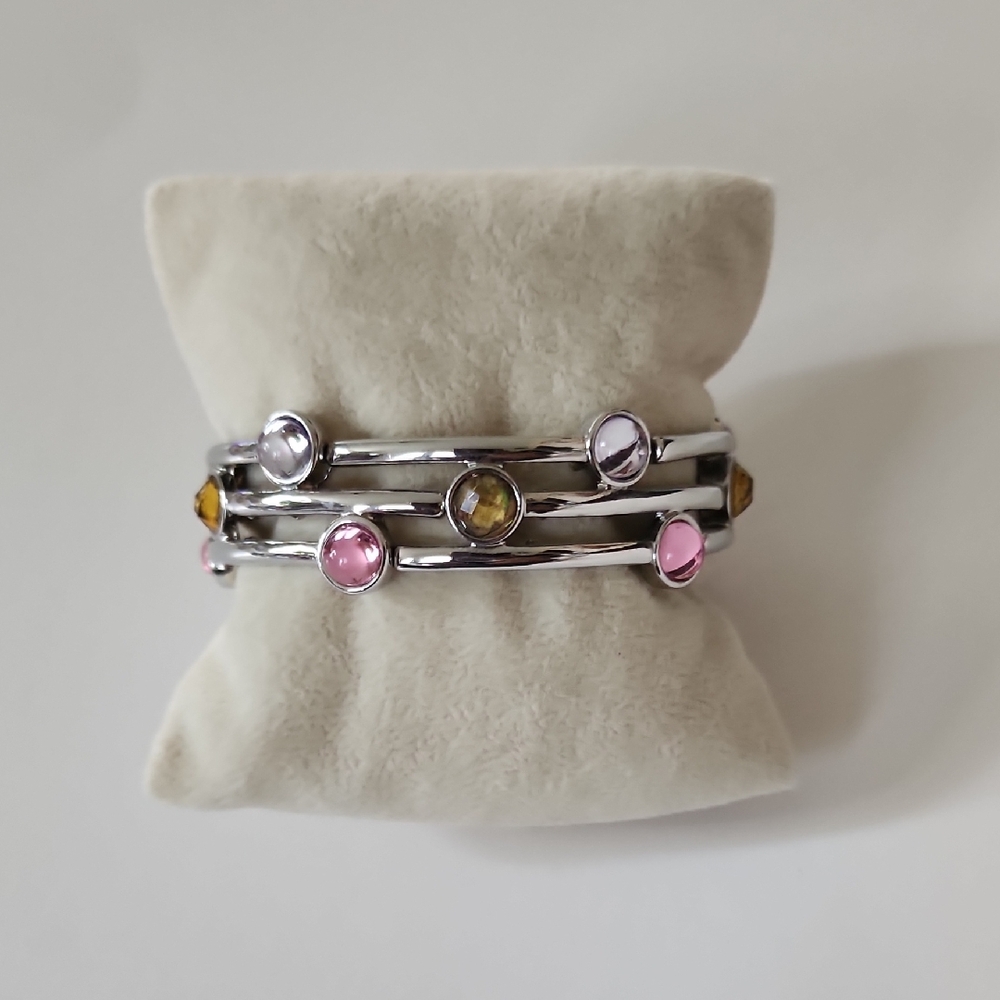 Stacatto- Elegant Silver and Pink Bracelet